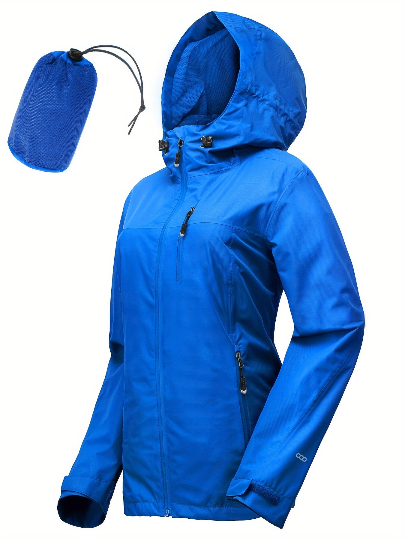 Women's Packable Rain Jacket Lightweight Waterproof Hood Ideal For Cycling