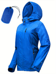 Women's Packable Rain Jacket Lightweight Waterproof Hood Ideal For Cycling