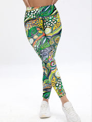 All Over Print High Waist Yoga Pants Tummy Control Leggings