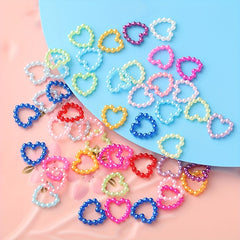 300Pcs Colorful Hollow Pearly Heart Pearl Nail Charm Acrylic Heart Decoration