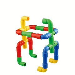 Colorful Water Pipe Building Blocks Kids DIY Tunnel Block Model Toy