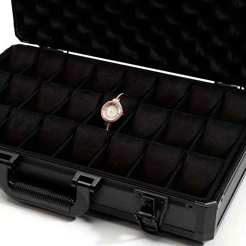 Aluminum Alloy 24-Digit Watch Case Carbon Fiber Box Display