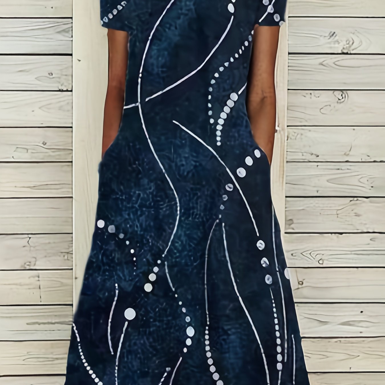  Casual Dress Women's Plus Random Print Short Sleeve Tee Dress