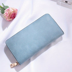 Women's Vintage Long Clutch Purse Faux Leather Coin Purse Zipper Bag