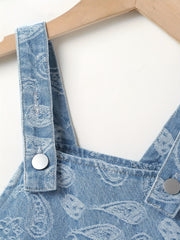 Girls' Swirls Print Casual Denim Overall Dress