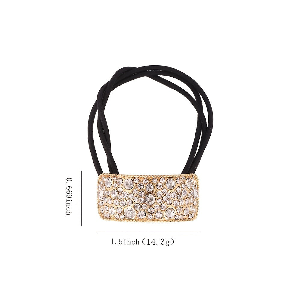 Crystal Rectangle Hair Tie Rhinestone Hair Rope Glitter Hair Ring