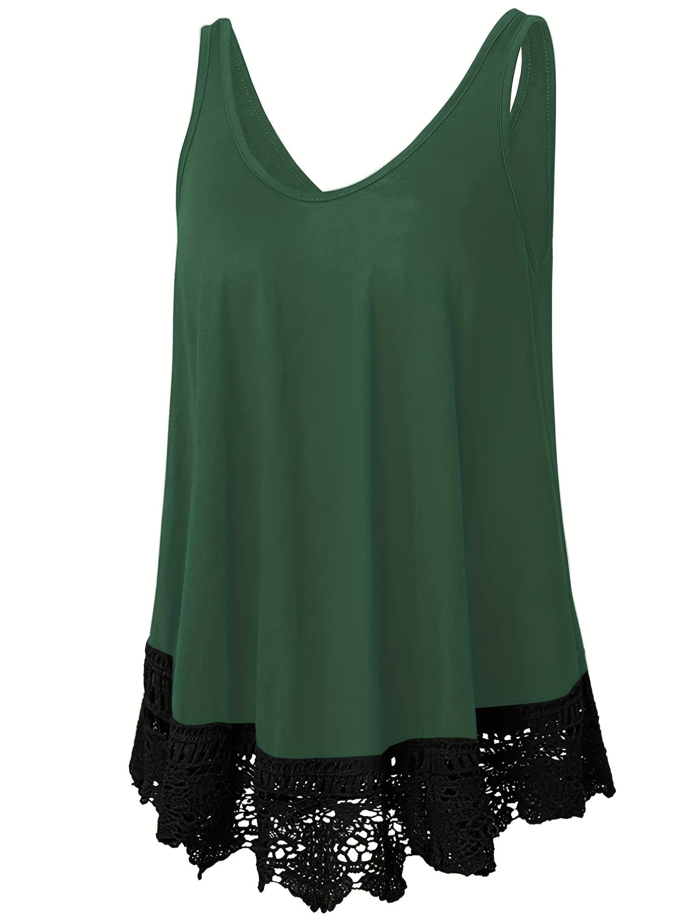  Solid Lace Trim Tank Top