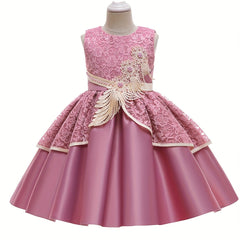 Girls Sleeveless Lace Flower Princess Dress