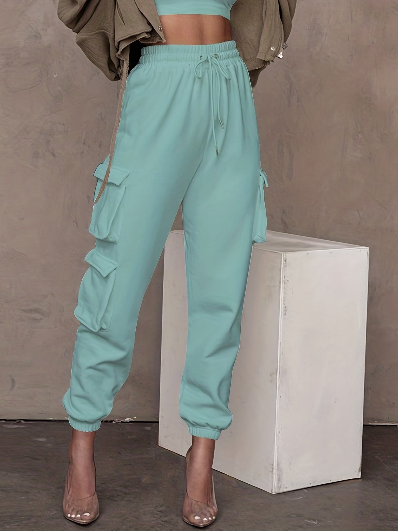 Drawstring Baggy Cargo Pants High Waist Casual Pants
