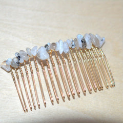 Natural Crystal Stone Hair Comb Amethyst Headwear Bride Hair Accessories