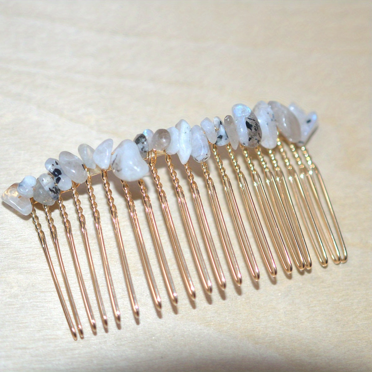 Natural Crystal Stone Hair Comb Amethyst Headwear Bride Hair Accessories