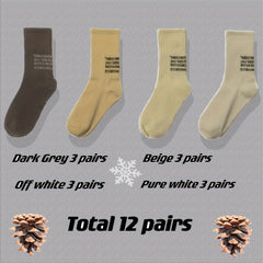 12 Pairs Letter Print Crew Sports Socks Women's Stockings