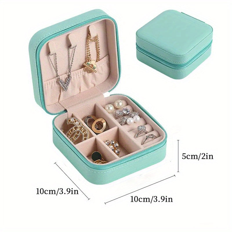 Portable Grid Jewelry Storage Box Necklaces Organizer Case