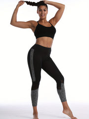 Mesh Insert Sports Yoga Leggings High Elastic Butt Lifting Pants