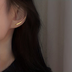 Golden U Shape Clip On Earrings Japanese Style Jewelry