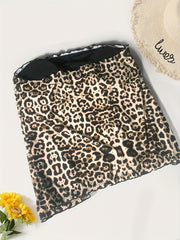  Leopard Print Tube Top & Panty Swimsuit Set