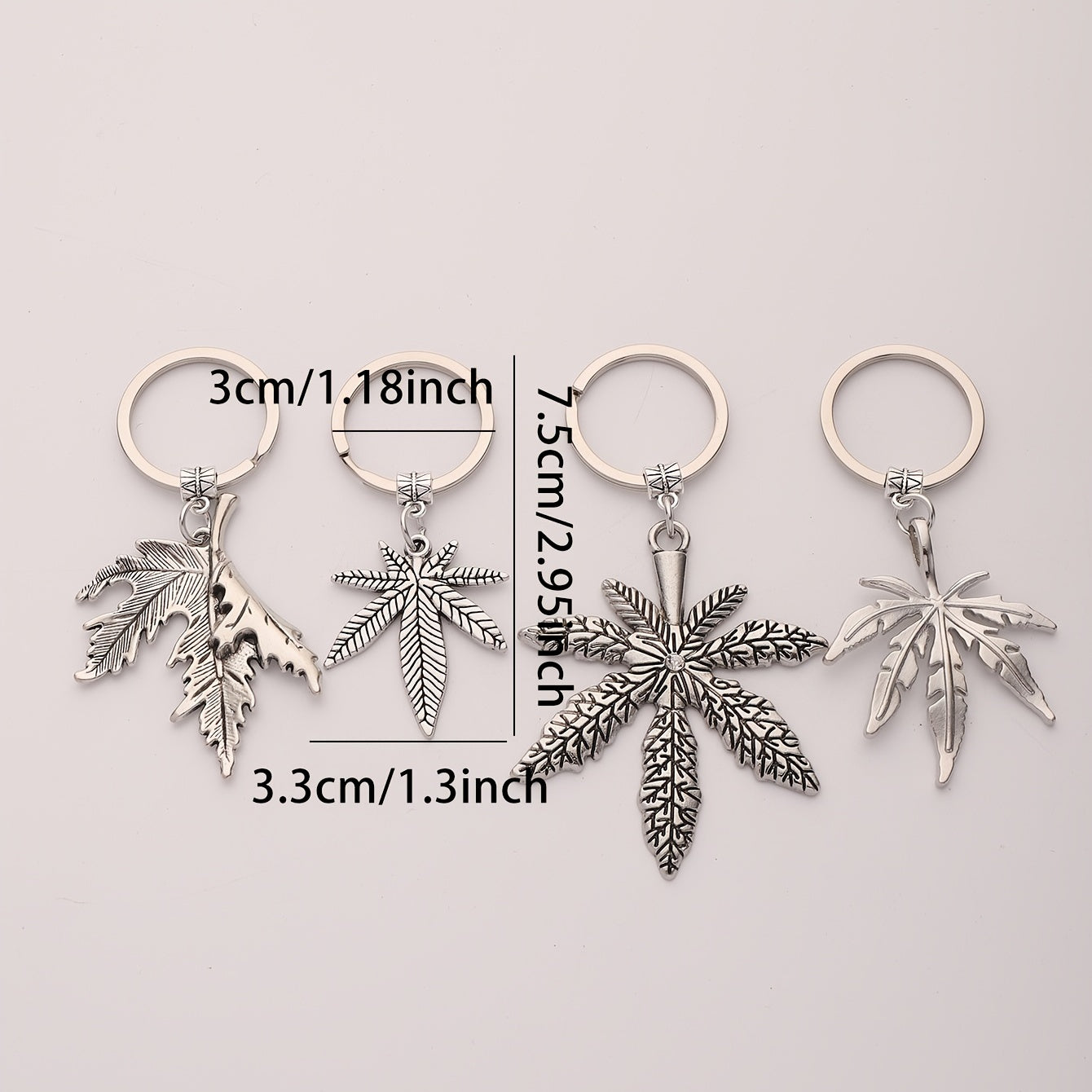 Maple Leaf Charm Keychain 4pcs Set Luggage Bag Accessories