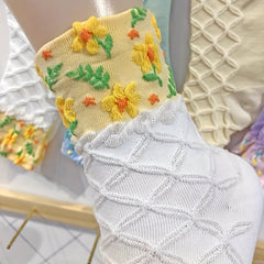 4 Pairs Women's Socks - Floral & Argyle Textured