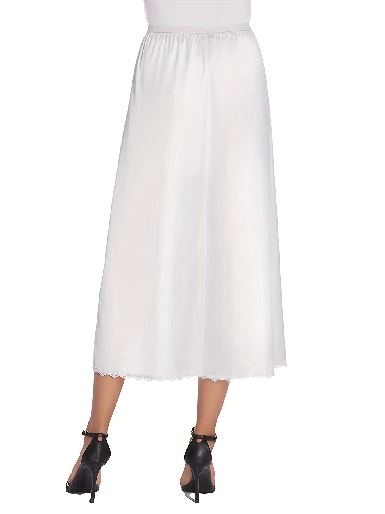 Lace Trim Midi Skirt Casual Solid Skirt Women's Clothing