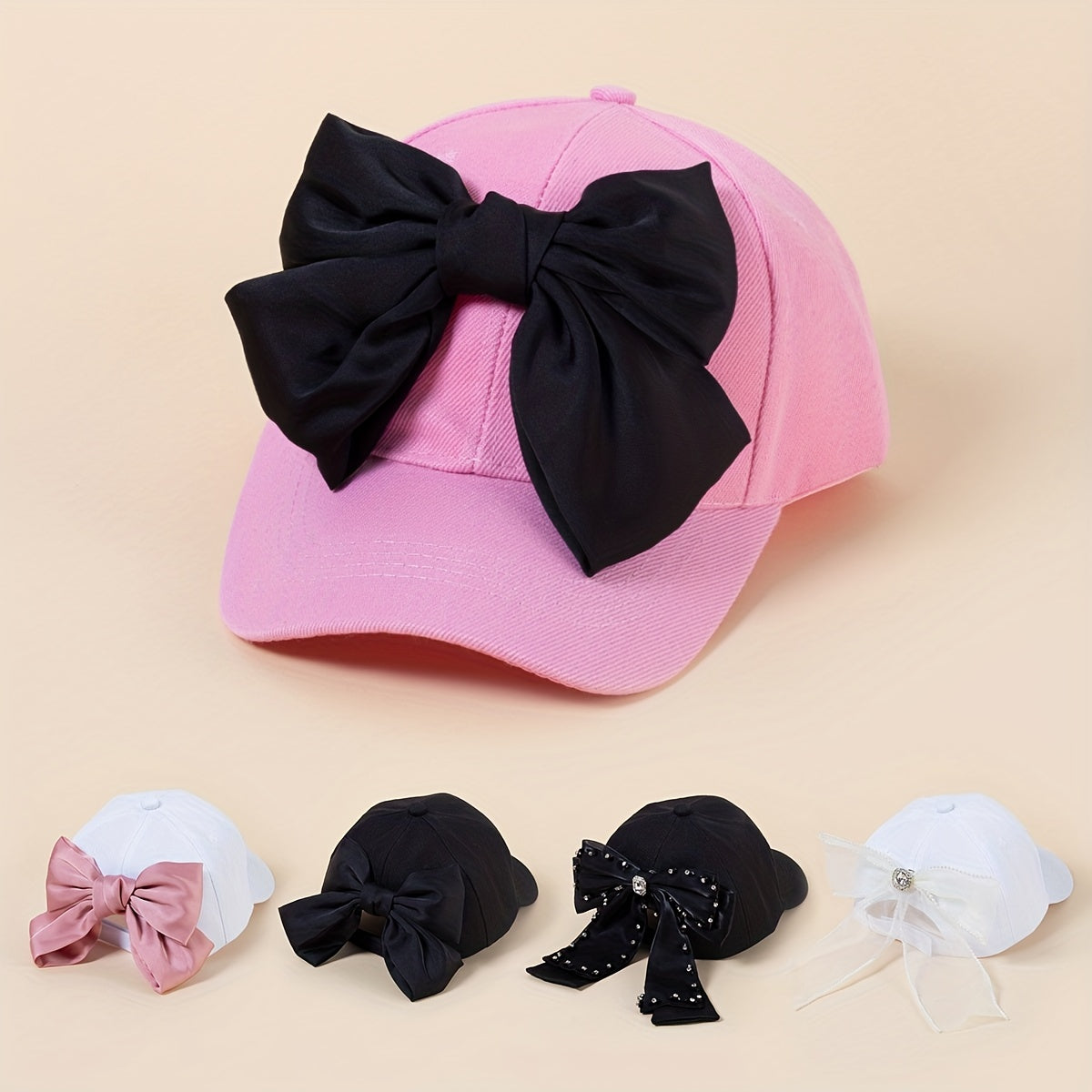 Big Ribbon Bowknot Baseball Cap Solid Y2K Dad Hats Adjustable