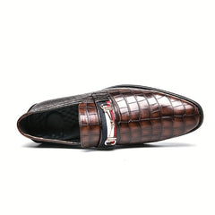Women's Crocodile Print Loafers Pointed Toe Slip On Shoes