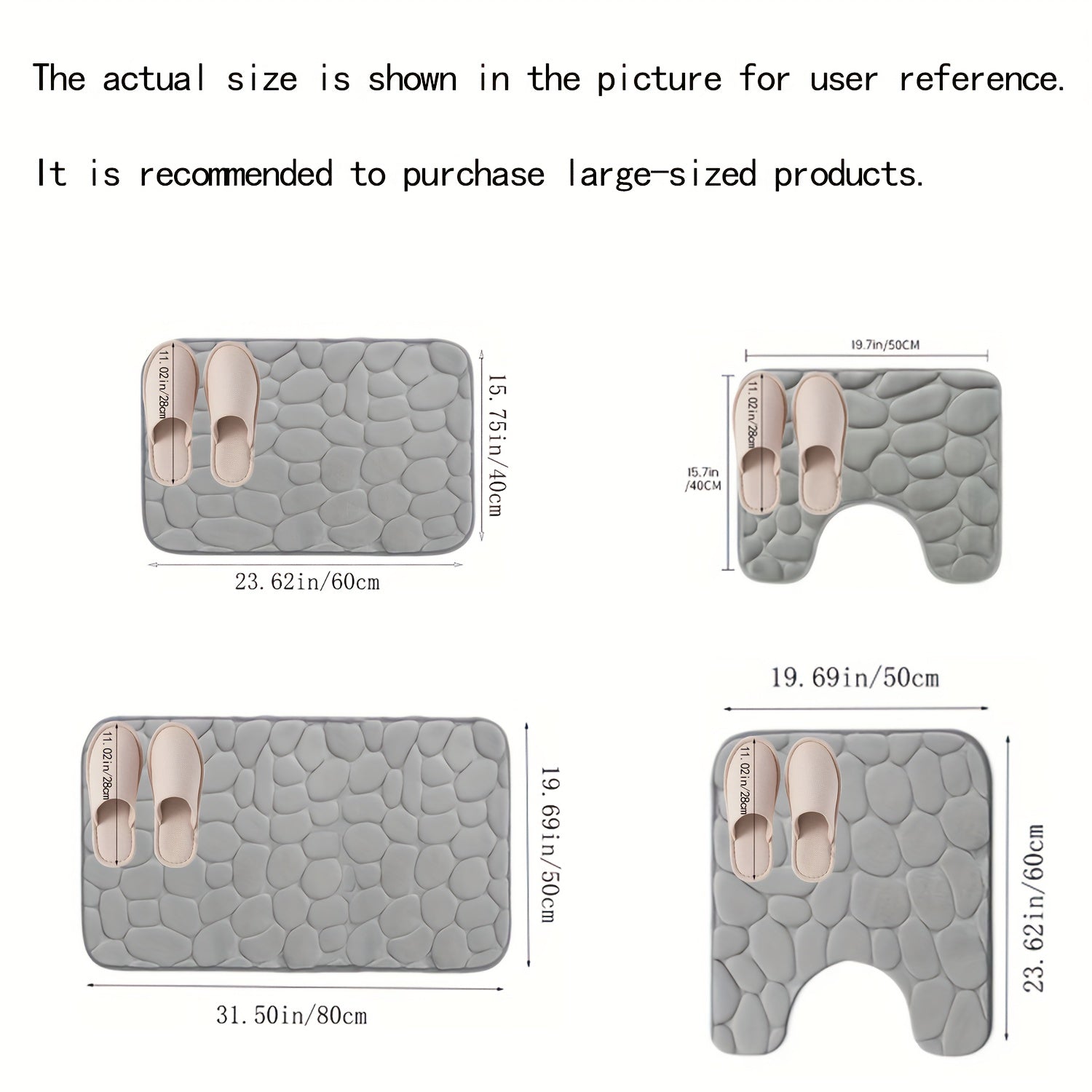 Absorbent Bathroom Mat Memory Foam Washable Bath Rug