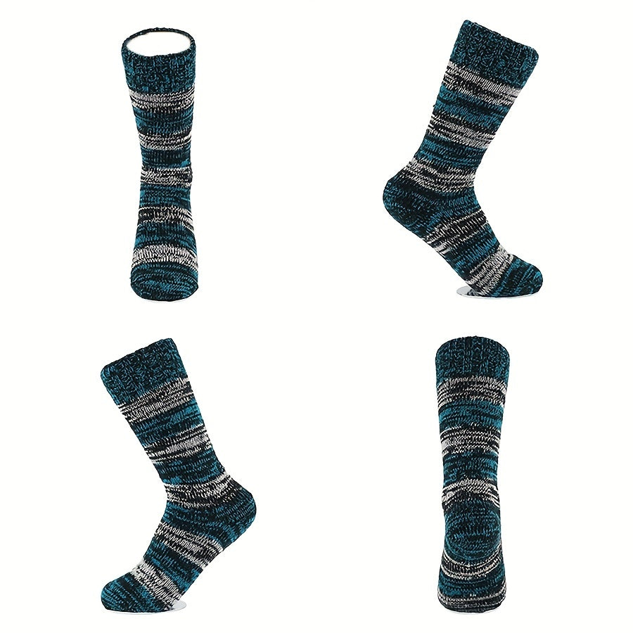 Colorblock Crew Socks Warm & Comfy Mid Tube Stockings