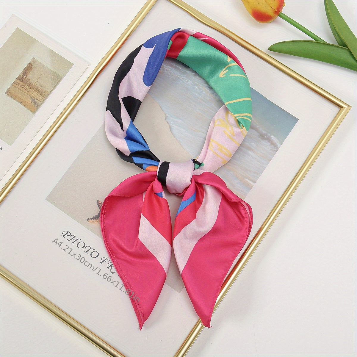 Paisley Geometric Print Bandana Satin Square Scarf Neckerchief Head Wrap