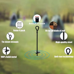 4pcs Tent Ground Anchors Heavy Duty Ground Anchors For Swings Outdoor Camping