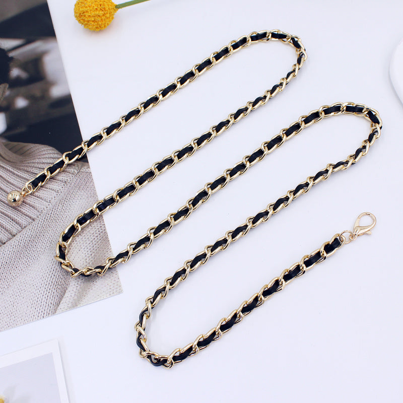 Women's Golden Waist Chain Metal Dress Suit Belt Decoration