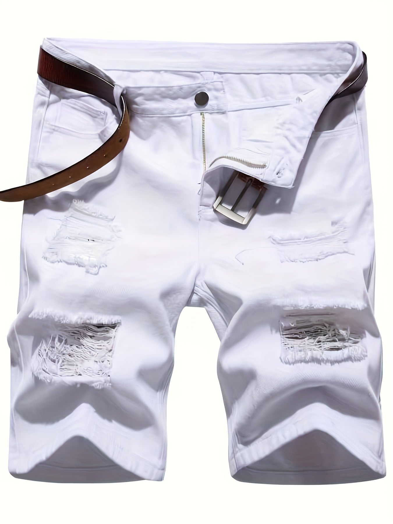 Slim Fit Ripped Cotton Jeans Mens Casual Street Style Denim Pants