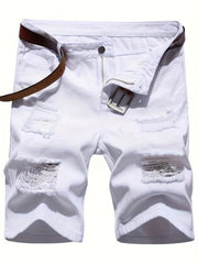 Slim Fit Ripped Cotton Jeans Mens Casual Street Style Denim Pants