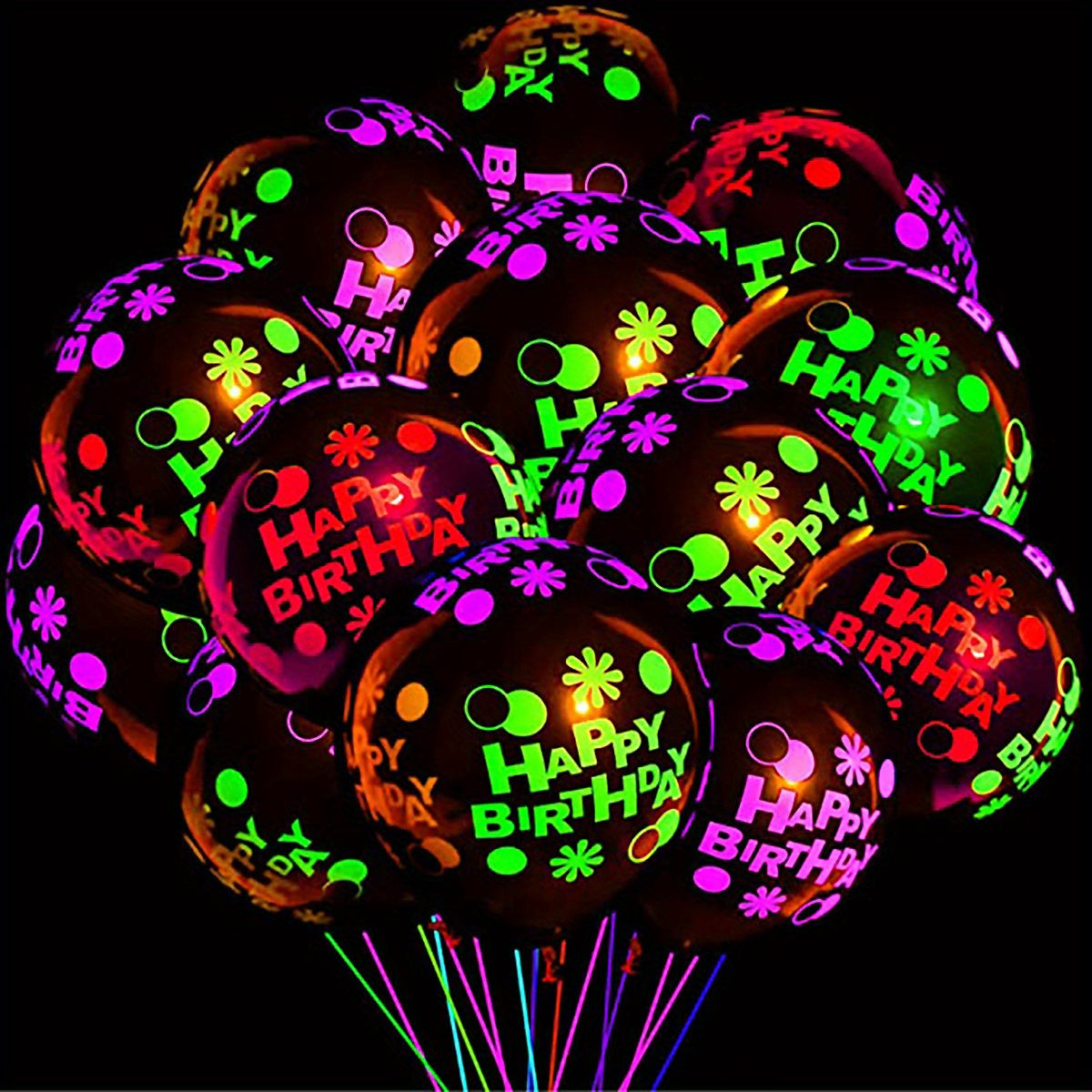 10pcs Bright Fluorescent Birthday Balloons for Party Decorations