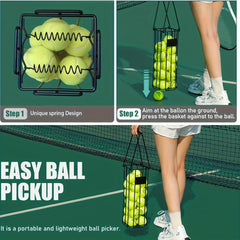 Portable Pickleball & Tennis Ball Collector Basket Carrier