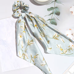 Vintage Print Hair Tie Scrunchie Flower Streamer Hair Accessories