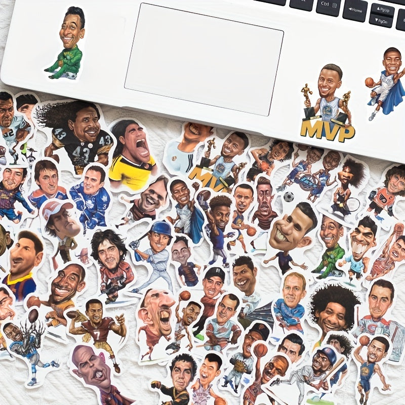 50pcs Sports Star Stickers Decals Variety for Water Bottle Laptop