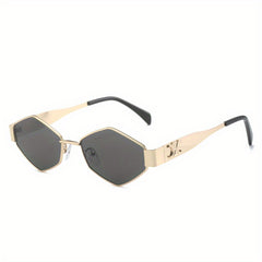 Geometric Metal Frame Sunglasses UV400 Anti Glare Glasses Punk Style