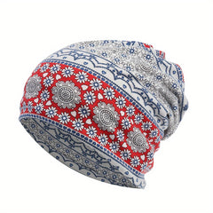Geometric Pattern Baggy Slouchy Chemo Sleep Beanie Hat Elastic Cap