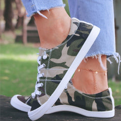 Women's Camo Canvas Shoes Lace Up Lightweight Casual Low Top Shoes