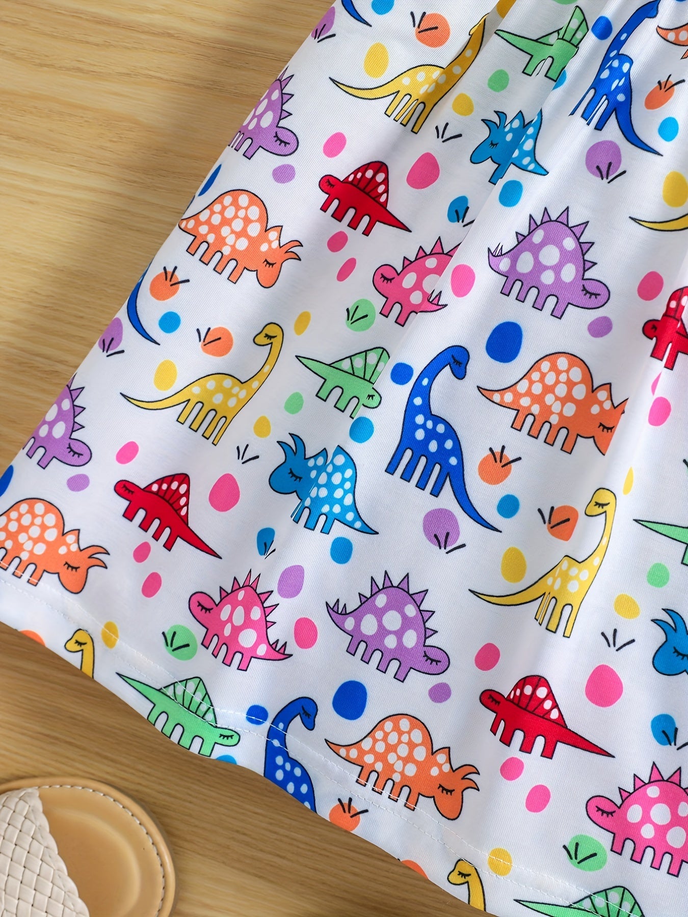 Dinosaur Print Ruffle Casual Dress for Girls