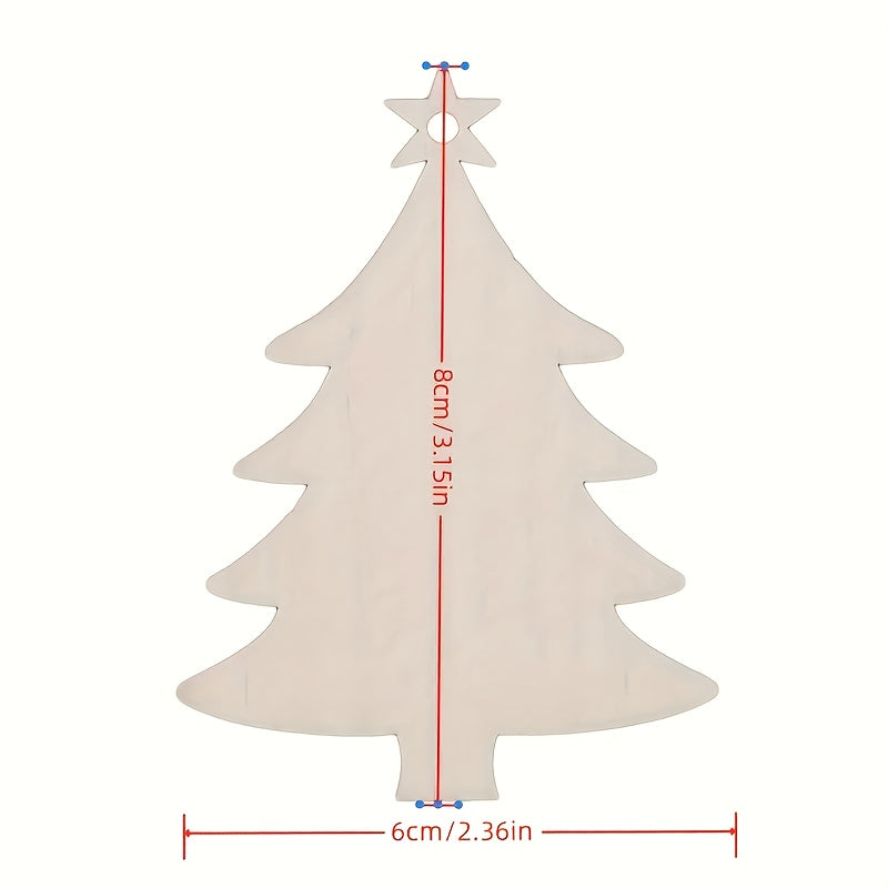10pcs Wooden Christmas Tree Pendant DIY Wood Crafts Snowman Decorations