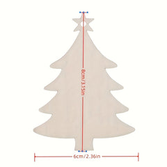 10pcs Wooden Christmas Tree Pendant DIY Wood Crafts Snowman Decorations