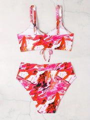  Tie Dye Lace Up Bikini Set Women's Plus Swimsuit Two Piece Set