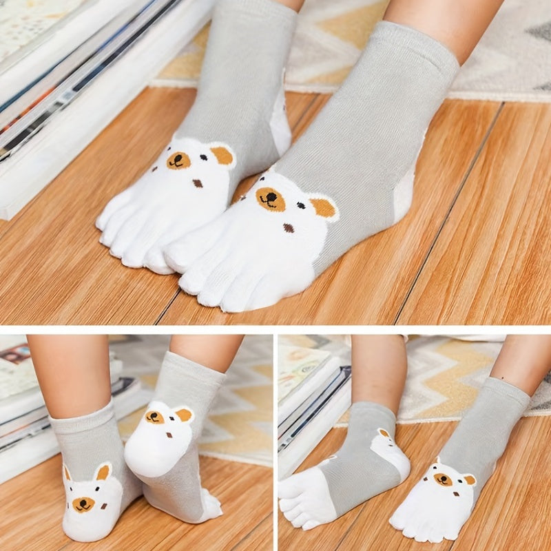 Kids 5 Toe Socks Breathable Deodorant All Seasons Split Toe Heel Protectio