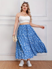  Floral Print Drawstring Maxi Skirt