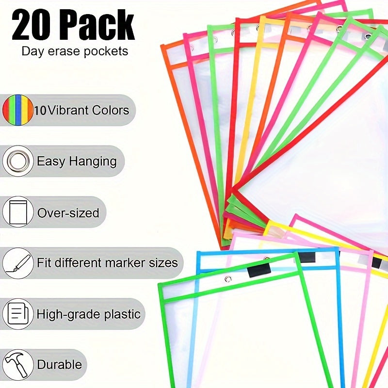 20pcs Dry Erase Bag Writable Reusable Document Bag