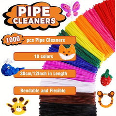 500-1000pcs Pipe Cleaner Bulk 10 Colors 12" x 6mm