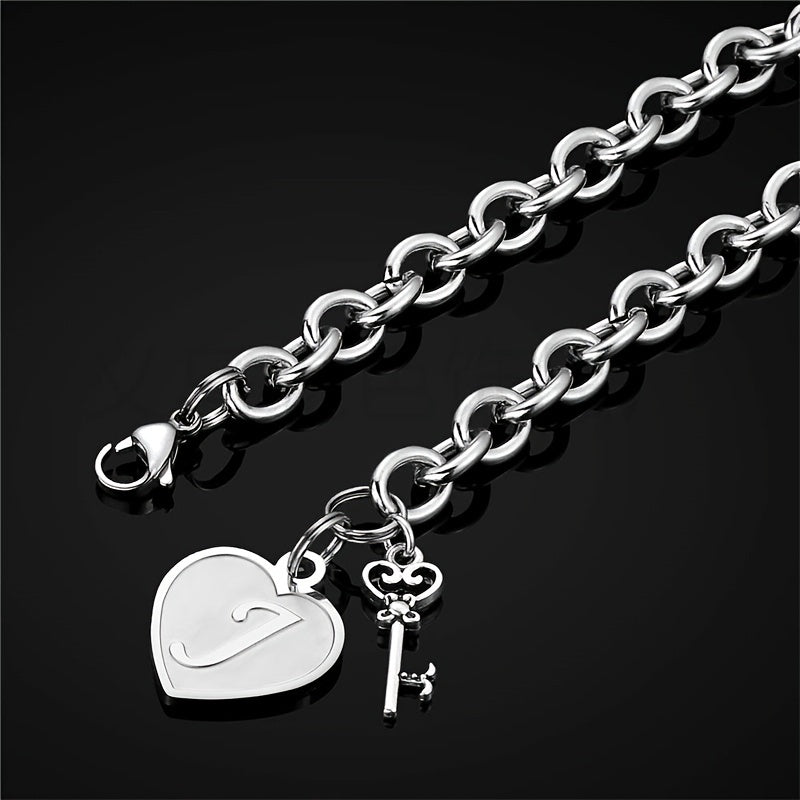 Men's Hip Hop Heart Key Charm Bracelet