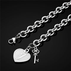 Men's Hip Hop Heart Key Charm Bracelet