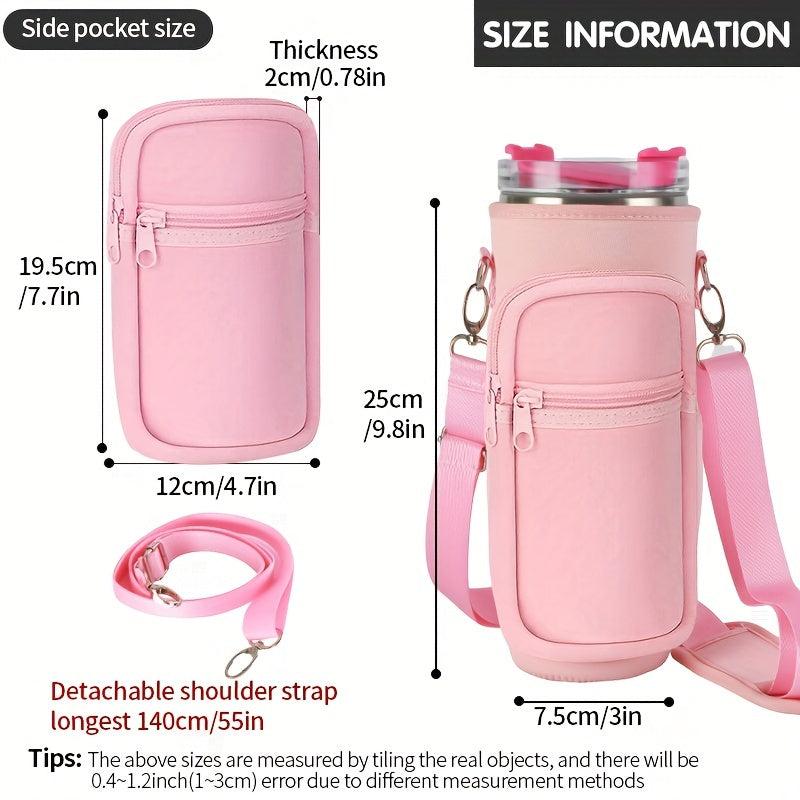 40oz Ice Tumbler Cup Cover w/ Pocket & Strap for Outdoor Travel